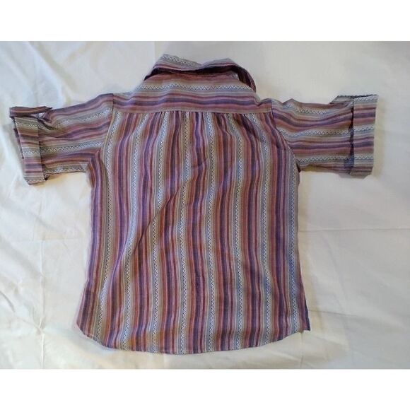 RETRO VINTAGE MISS FASHIONALITY SHIRT 70s PROP UNIQUE STRIPED WOVEN COTTON BLOUS - Picture 2 of 5